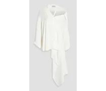 Renewal one-shoulder draped satin-crepe shirt - White