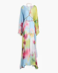 Zuhair Murad Crystal-embellished printed silk-chiffon kaftan - Blue Blue