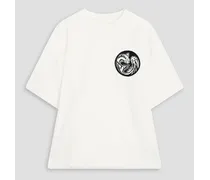 Appliquéd cotton-jersey T-shirt - White