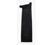 Grier one-shoulder asymmetric satin maxi dress - Black