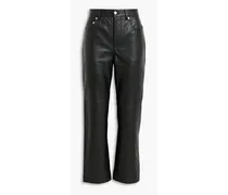 Naomi leather straight-leg pants - Black