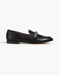 Gianvito Rossi Crystal-embellished leather loafers - Black Black