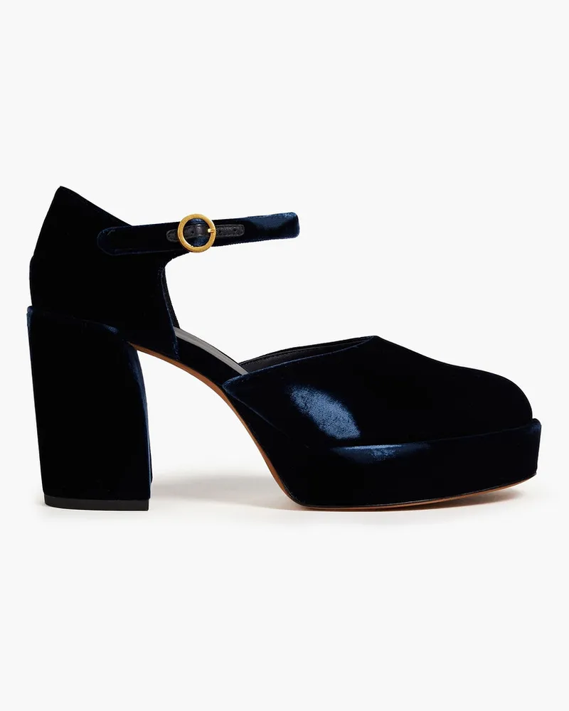 3.1 phillip lim Velvet platform Mary Jane pumps - Blue Blue