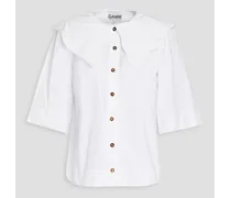Scalloped cotton-poplin shirt - White