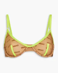 Versace Neon piped printed metallic stretch-mesh underwired bra - Yellow Yellow