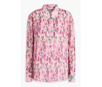 Floral-print plissé-crepon shirt - Pink