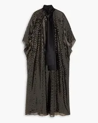 HALPERN Pussy-bow metallic polka-dot chiffon kaftan - Black Black