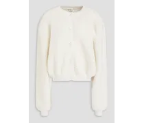 Open-knit cashmere and cotton-blend cardigan - White