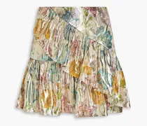 Shimmering Bonita tiered metallic silk-blend jacquard mini skirt - Metallic