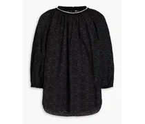 Broderie anglaise cotton top - Black