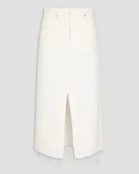 Frame Denim The Midaxi frayed denim midi skirt - White White