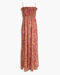 ba&sh Cutout printed cotton-voile maxi dress - Pink Pink