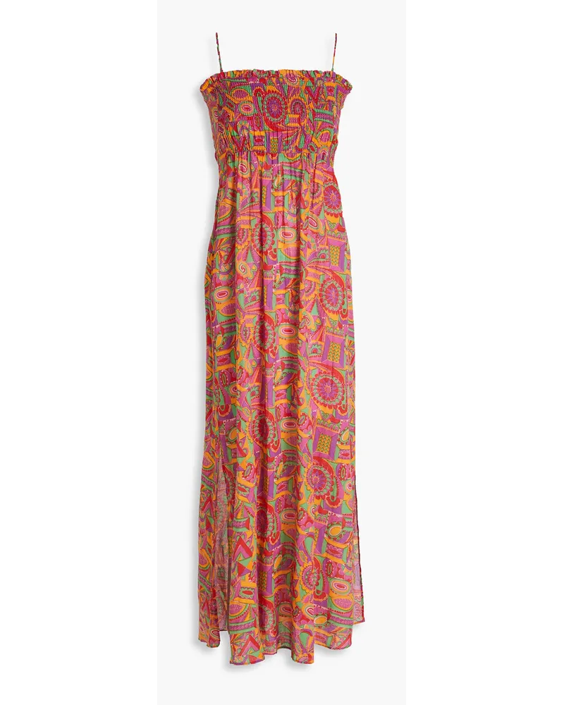 ba&sh Cutout printed cotton-voile maxi dress - Pink Pink