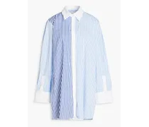 Striped cotton-blend poplin shirt - Blue