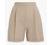 Marysia gingham cotton-blend seersucker shorts - Brown