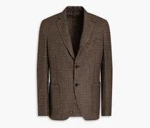 Checked wool-blend blazer - Brown