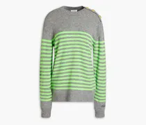 Mélange striped wool and cashmere-blend sweater - Gray