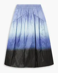 Vince Gathered ombré cotton-blend midi skirt - Blue Blue