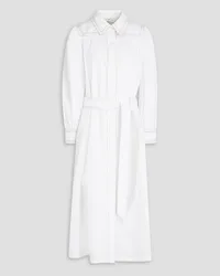 Tory Burch Gathered cotton-twill midi shirt dress - White White