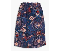 Paisley-print silk crepe de chine skirt - Blue