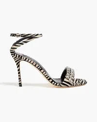 Sergio Rossi Crystal-embellished zebra-print suede sandals - Black Black