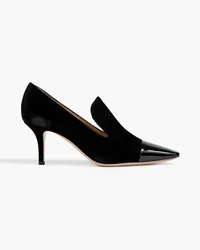 Gianvito Rossi Noemi patent leather-trimmed velvet pumps - Black Black