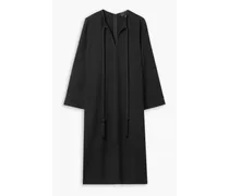 Zita tie-detailed wool-crepe midi dress - Black