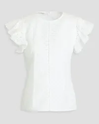 Philosophy Di Lorenzo Serafini Ruffled broderie anglaise cotton-blend top - White White