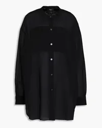 Theory Oversized cotton-blend chiffon shirt - Black Black