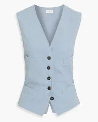 Brunello Cucinelli Bead-embellished linen-blend vest - Blue Blue