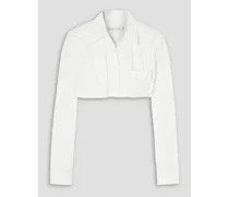 Cropped gathered cotton-poplin shirt - White