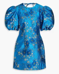 Ganni Metallic brocade mini dress - Blue Blue