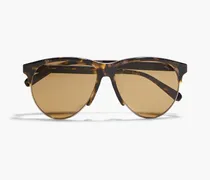 Aviator-style tortoiseshell acetate sunglasses - Brown