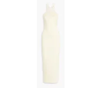 Textured bandage and stretch-knit maxi dress - White