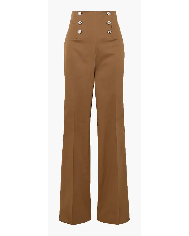 Giuliva Heritage Collection The Sailor stretch-cotton straight-leg pants - Brown Brown