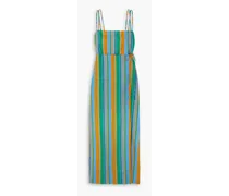 Celestine wrap-effect striped linen maxi dress - Blue
