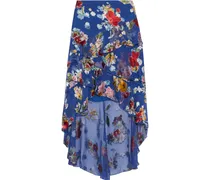 Alice + Olivia Alice Olivia - Mariel asymmetric floral-print burnout chiffon skirt - Blue Blue
