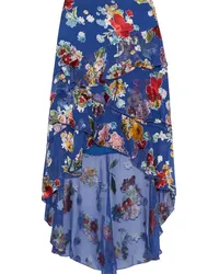 Alice + Olivia Alice Olivia - Mariel asymmetric floral-print burnout chiffon skirt - Blue Blue