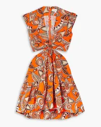 A.L.C. Lexi cutout printed cotton-poplin mini dress - Orange Orange