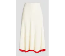 Ribbed-knit midi skirt - White