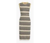 Metallic striped crochet-knit dress - Metallic