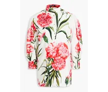 Floral-print cotton-poplin blouse - Orange