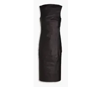 Al open-back coated denim mini dress - Black