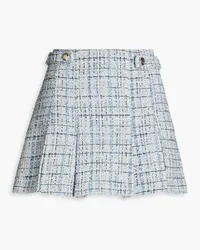 Maje Pleated metallic cotton-blend shorts - Blue Blue