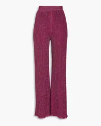 Missoni Metallic ribbed crochet-knit straight-leg pants - Purple Purple