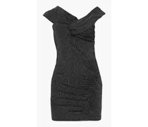 Club asymmetric ruched metallic jersey mini dress - Black
