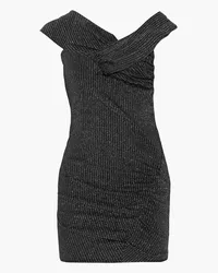 IRO Club asymmetric ruched metallic jersey mini dress - Black Black