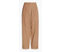 Alexia cotton and wool-blend twill straight-leg pants - Brown