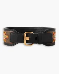 Etro Leather-trimmed embroidered printed canvas belt - Black Black