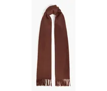 Frayed wool and cashmere-blend scarf - Brown